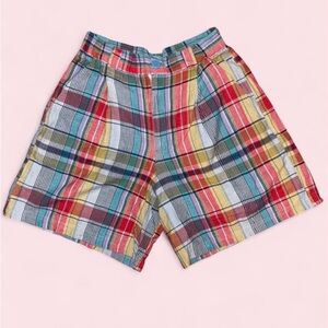 Hermit Vintage Plaid High Waisted Multicolor Shorts - Size L